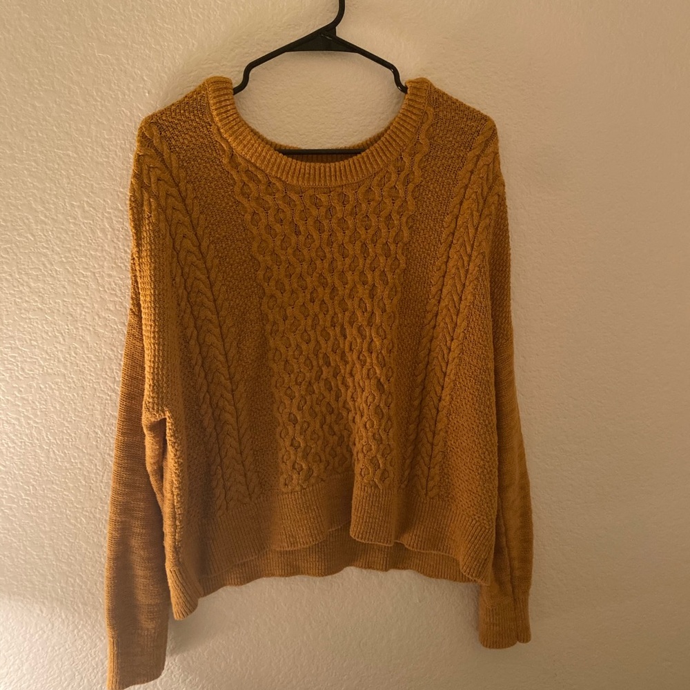 Mossimo Mustard Yellow Cable Knit Sweater